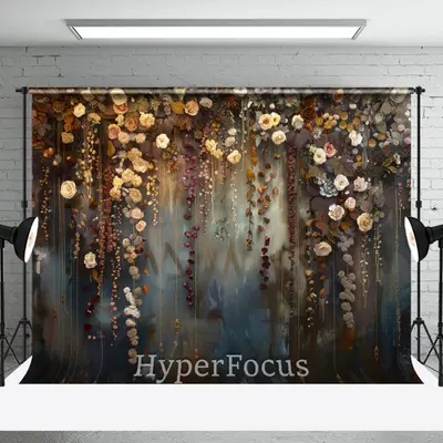 Green Blue Abstract Wall Floral Fine Art Backdrop - Aperturee
