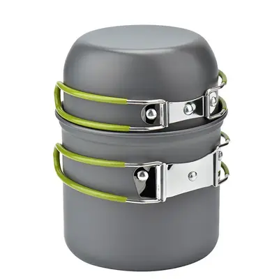 Camping Cookware Kit Outdoor Cooking Set Aluminum Equipment Outdoor Pot Travel Tableware Kitchen Hiking Picnic BBQ | Color: G...