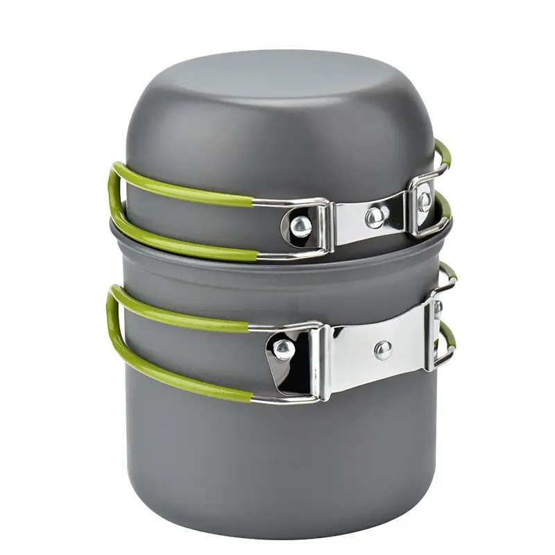 Camping Cookware Kit Outdoor Cooking Set Aluminum Equipment Outdoor Pot Travel Tableware Kitchen Hiking Picnic BBQ | Color: G...