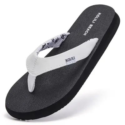 KOLILI Women's Yoga Mat Fashionable Arch Support Flip Flops Sandals Comfortable Max Cushioned Thong Sandals for Outdoor Vacat...