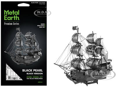 Model Kit Black Pearl Ship Black Version (Moderate Difficulty) Steel Model by Metal Earth