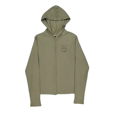 Harley Davidson Graphic Hoodie - XL Khaki Cotton Blend