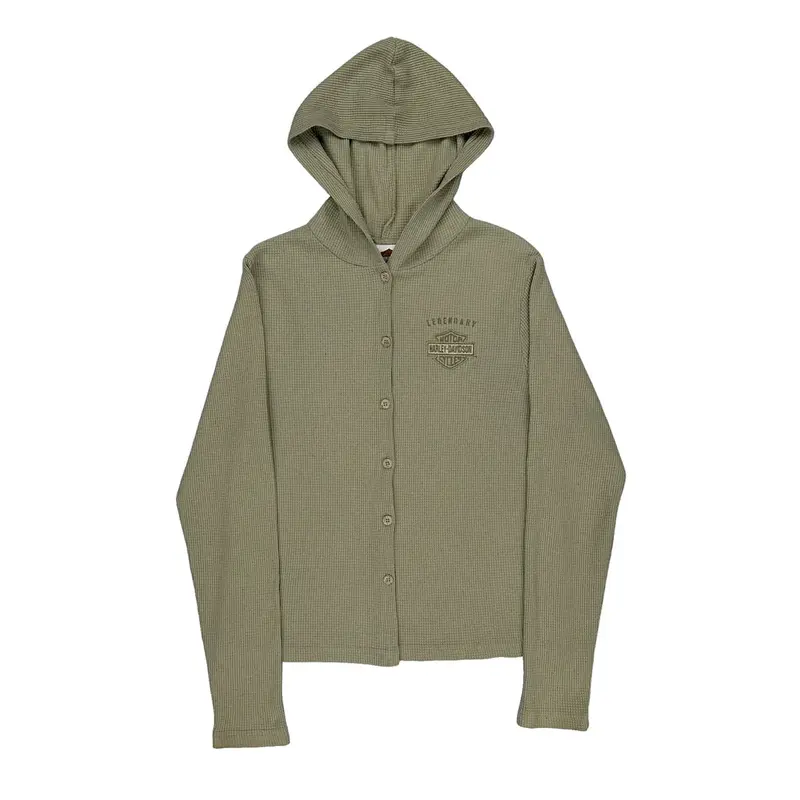 Harley Davidson Graphic Hoodie - XL Khaki Cotton Blend