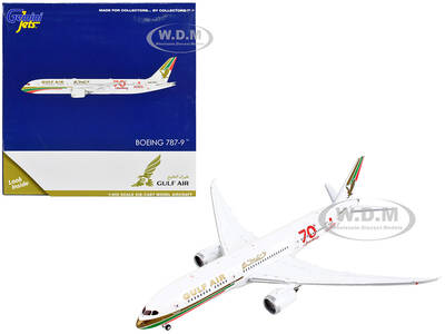 Boeing 787-9 Commercial Aircraft Gulf Air - 70th Anniversary White with Graphics 1/400 Diecast Model Airplane by GeminiJets