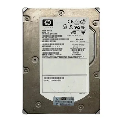 375874-005-U HP 73GB 15000RPM SAS 3Gb/s 3.5-Inch 8MB Cache Hot Swap Hard Drive