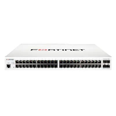 Fortinet FS-148E | FortiSwitch 100 Series 48 x Ports 1000Base-T + 4 x Ports Gigabit SFP 1U Rack-mountable Layer 2 Managed Gig...