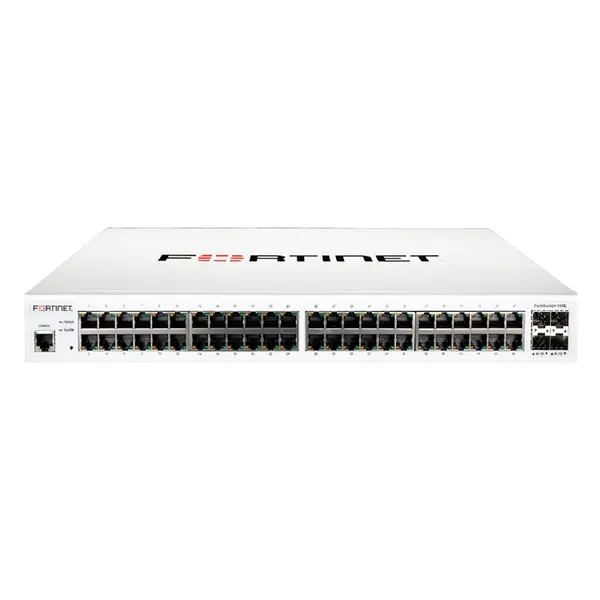 Fortinet FS-148E | FortiSwitch 100 Series 48 x Ports 1000Base-T + 4 x Ports Gigabit SFP 1U Rack-mountable Layer 2 Managed Gig...