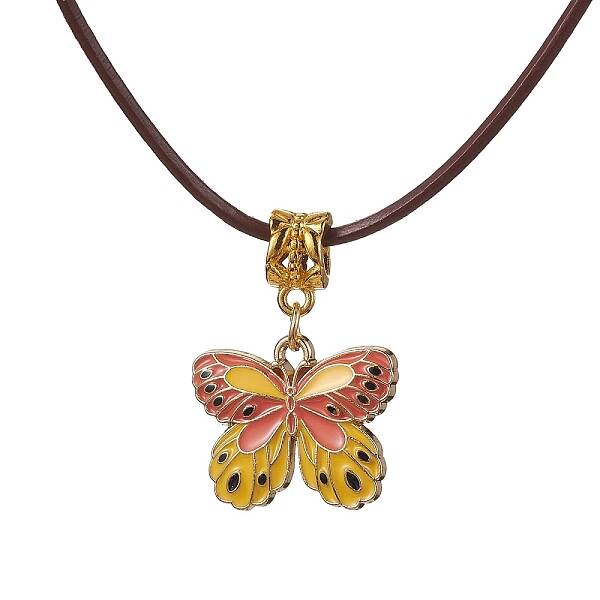 Alloy Enamel Butterfly Pendant Necklaces