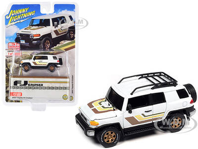 2007 Toyota FJ Cruiser White with Stripes and Roofrack Limited Edition to 4800 pieces Worldwide 1/64 Diecast Model Car by Joh...
