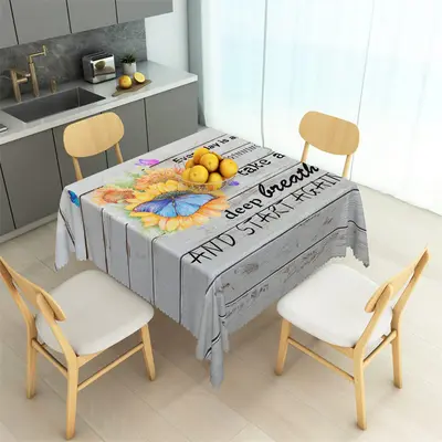 Modern Gray Wooden Texture Text Square Tablecloth - Aperturee