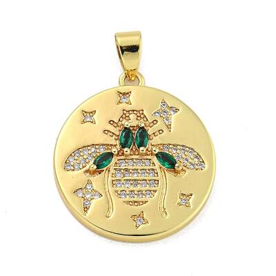 Real 18K Gold Plated Brass Micro Pave Cubic Zirconia Pendants