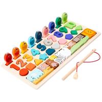 4 in 1 Colorful Wooden Puzzle Board, Shape & Number Matching Puzzle Game, Animal Puzzle Board, Educational Toy for Gift, Gift...