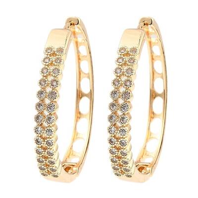 Brass Cubic Zirconia Hoop Earrings