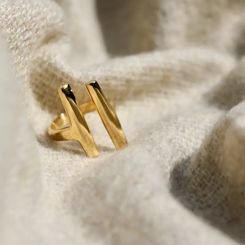 Dalia Double Bar Ring | Size: 5.5 | Material: 24K Plated Gold