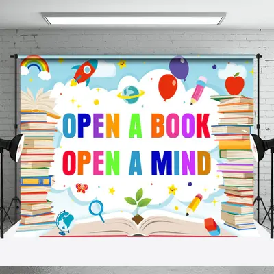 Open A Book Open A Mind World Book Day Backdrop - Aperturee