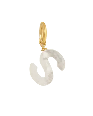 MOP Letter Charm | Metal Color: Gold | Letter: S