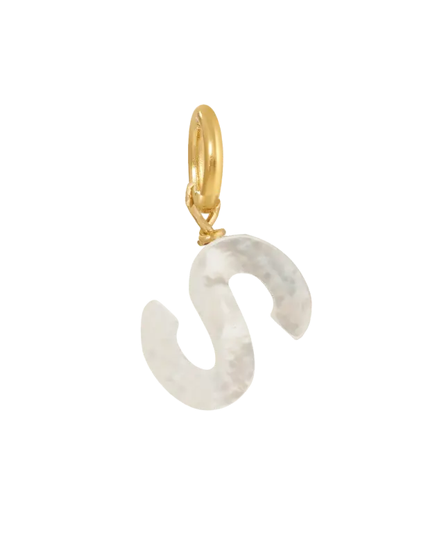 MOP Letter Charm | Metal Color: Gold | Letter: S