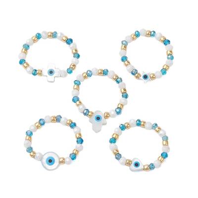 Glass Beaded Stretch Rings for Women