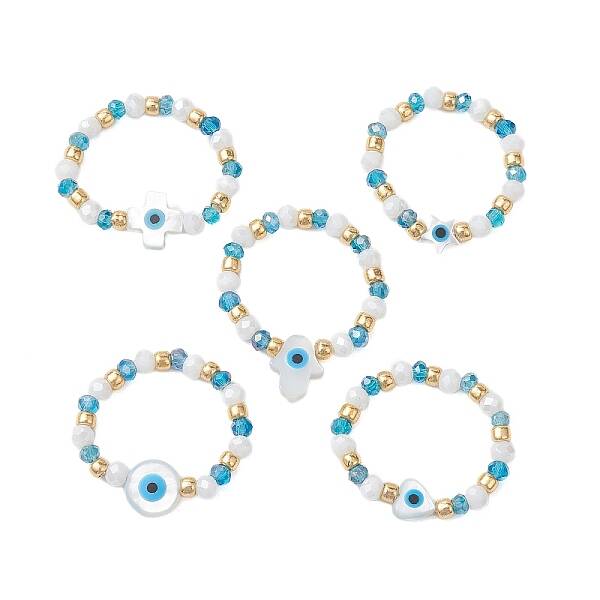 Glass Beaded Stretch Rings for Women