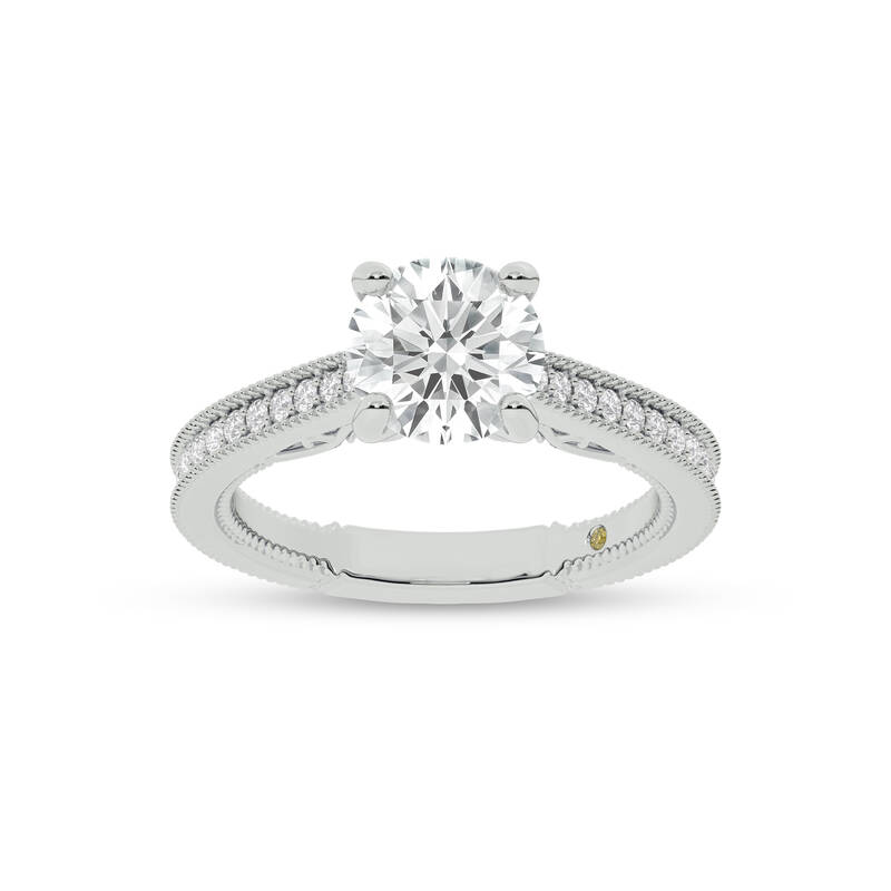 Oslo Vintage Inspired Hidden Accent Round Lab Grown Diamond Engagement Ring | 10K White Gold 2 7/8 CT. TW.