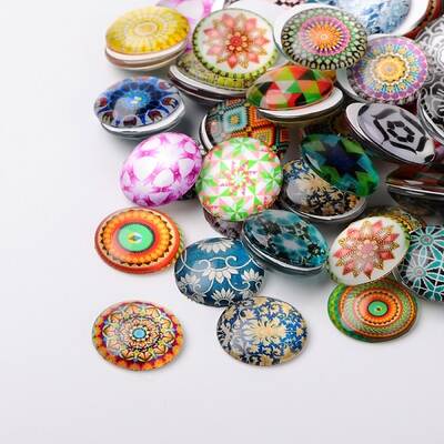 Mosaic Printed Glass Half Round/Dome Cabochons