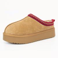 EVELLYHOOTD Braided Leather Outdoor Suede Slippers Women's Mini Platform Boots with Fluffy Fur Lining Short Ankle Boots for A...