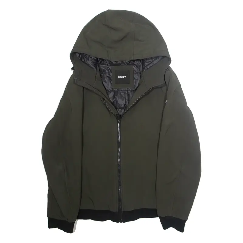 DKNY Mens Rain Jacket Green Hooded 2XL