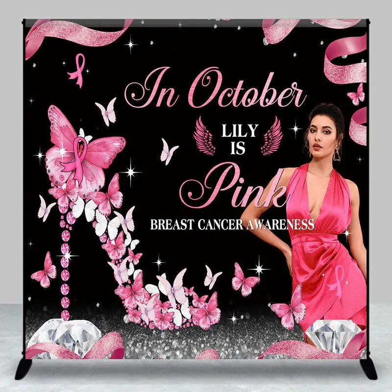 Aperturee Custom Pink Black Breast Cancer Awareness Backdrop - Aperturee