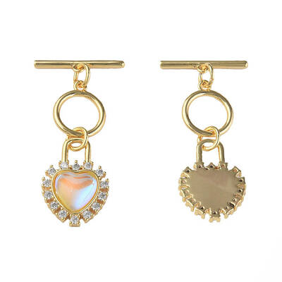 Brass Micro Pave Clear Cubic Zirconia Toggle Clasps