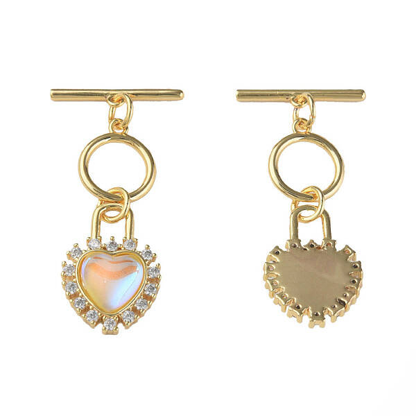 Brass Micro Pave Clear Cubic Zirconia Toggle Clasps