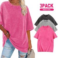 Holafish 3Pcs Unisex Cotton T-Shirts Oversized Half Short Sleeves Casual Loose Solid Streetwear Top,Soft Retro Street T-Shirt...