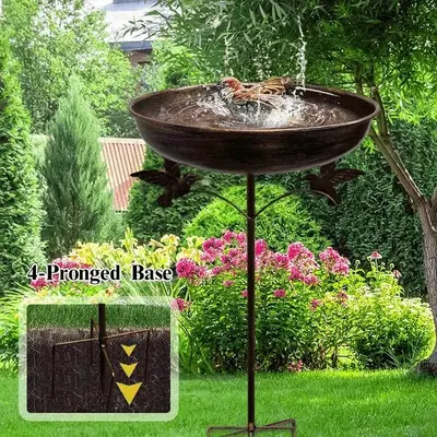 Vintage Metal Bird Bath, 1 Count Outdoor Garden Bird Feeder, Durable Iron Bird Bath, Easy to Clean, Suitable for Backyard and...