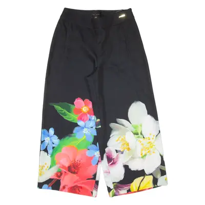 TED BAKER Floral Womens Trousers Black Regular Wide-Leg W28 L23
