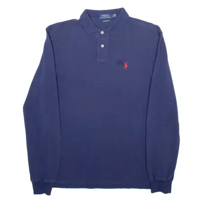 POLO RALPH LAUREN Custom Fit Mens Polo Shirt Blue Long Sleeve M
