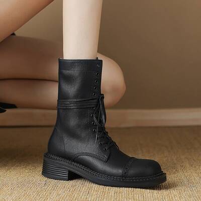 CHIKO Adila Round Toe Block Heels Ankle Boots