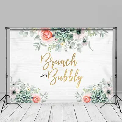 Floral Plant Brunch Bubbly Spring Photography Backdrop - Aperturee