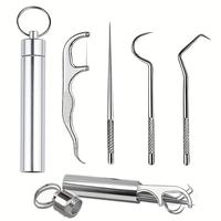 Portable Dental Floss & Picks Set, 4 Counts Stainless Steel Dental Floss Set, Multifunctional Dental Flosses, Oral Care Produ...