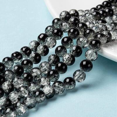 Spray Painted Crackle Glass Beads Strands