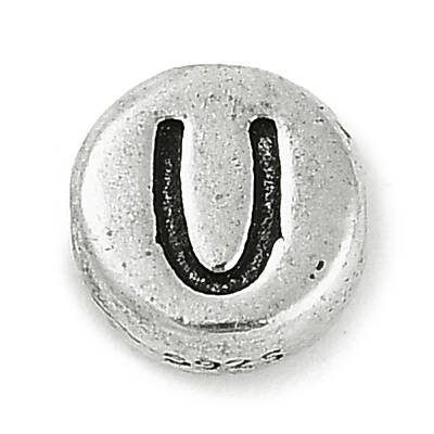 925 Sterling Silver Flat Round with Letter Beads