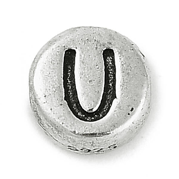 925 Sterling Silver Flat Round with Letter Beads