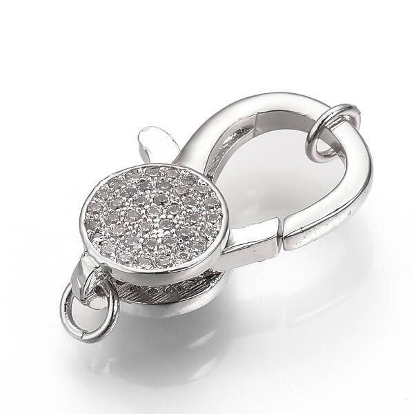 Brass Micro Pave Cubic Zirconia Lobster Claw Clasps