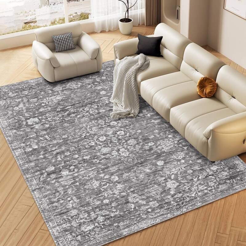 Garvee Area Rug Washable Rugs for Living Room Bedroom Office Nursery Vintage Floral Area Rug Distressed Oriental Rug Low Pile...
