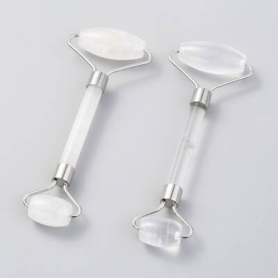 Natural Quartz Crystal Brass Face Massager