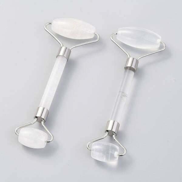 Natural Quartz Crystal Brass Face Massager
