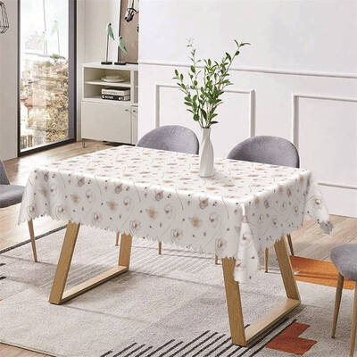 White Pink Petal Floral Pattern Rectangle Tablecloth - Aperturee