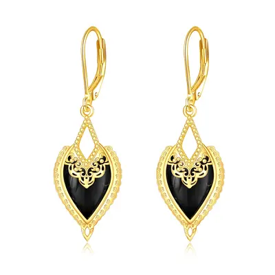 Gold Vermeil Agate Grandmother & Mother & Daughter & Sisters & Heart Lever Earrings