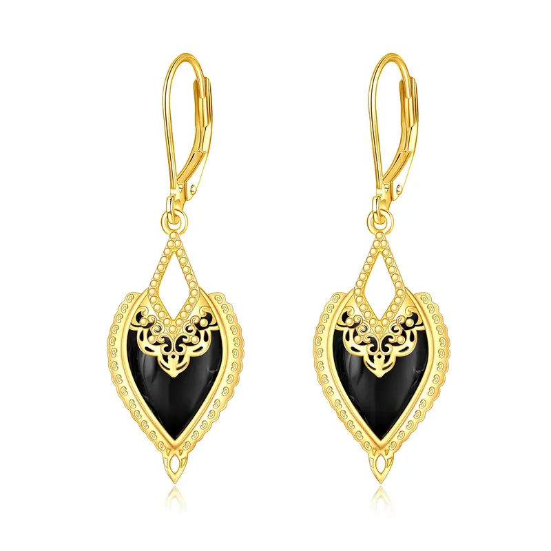 Gold Vermeil Agate Grandmother & Mother & Daughter & Sisters & Heart Lever Earrings