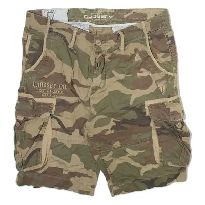 CROSSBY Mens Cargo Shorts Beige Camouflage M W32