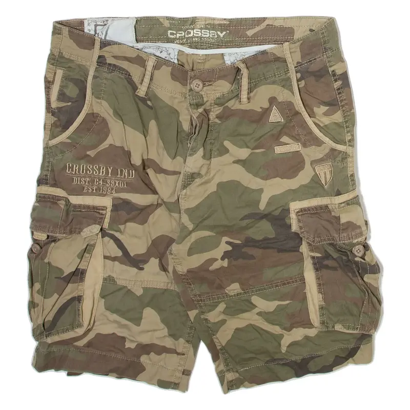 CROSSBY Mens Cargo Shorts Beige Camouflage M W32