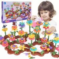 Flower Garden Building Set, 1 Set Easy Assembled Garden Playset, Motor Skills Training & Color Recognizing Block Games Montes...